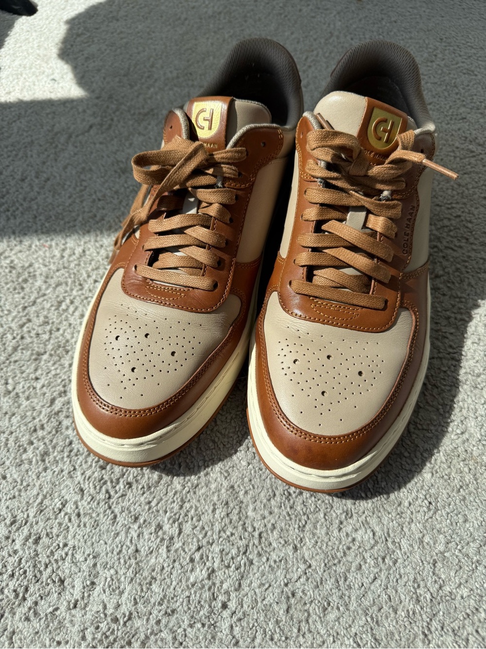 Cole Haan Two-Tone Brown & Cream Leather Sneakers